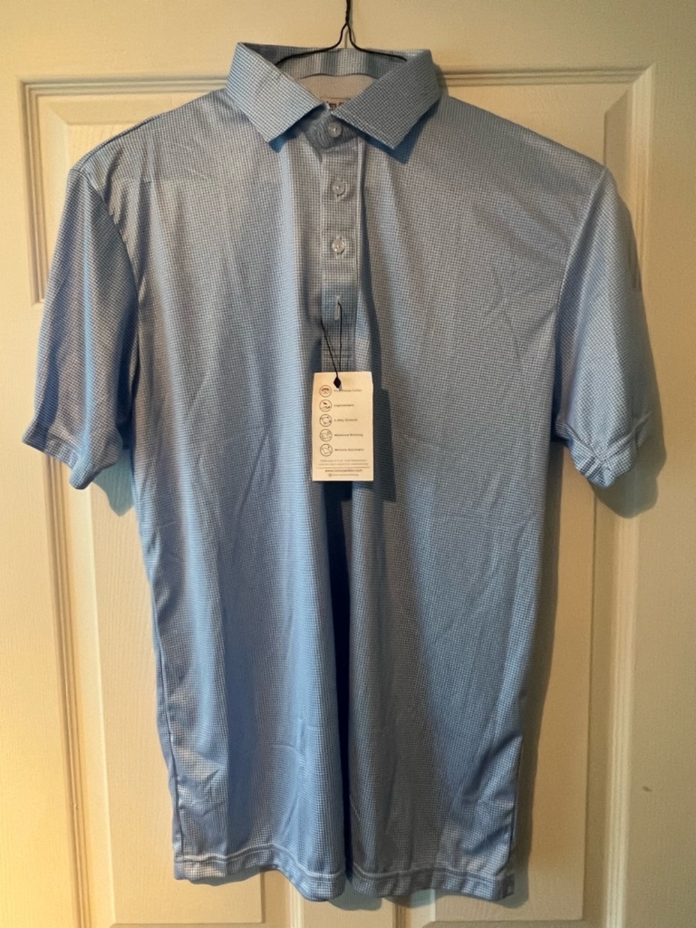 Collars & Co. Light blue houndstooth polo